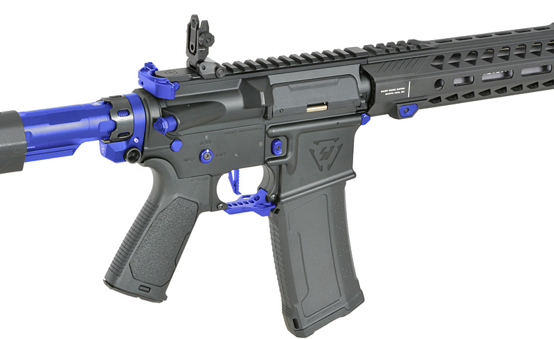 Strike Industries 13.5" Raiders Competition S-AEG mit Eshooter ETU, blaue Elemente