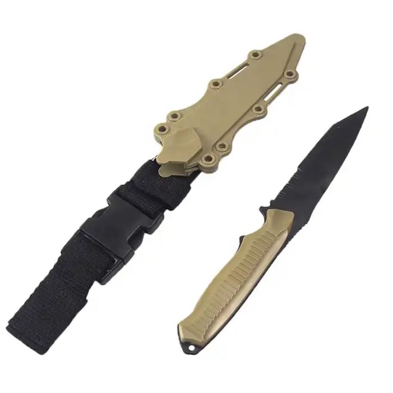 Trainingsmesser "Tanto"-Style mit Scheide tan Trainingsmesser "Tanto"-Style mit Scheide tan
