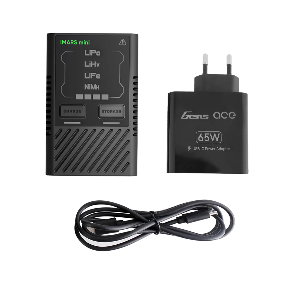 Gens Ace iMars mini G-Tech USB-C 2-4S 60W RC-Akkuladegerät mit Netzteiladapter und Adapterkabel-EU Gens Ace iMars mini G-Tech USB-C 2-4S 60W RC-Akkuladegerät mit Netzteiladapter und Adapterkabel-EU