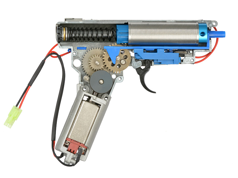 Cyma V3 - Komplettgearbox für AK mit Neodymmagnet-Motor, Federschnellwechselsystem, mit Hauptfeder für S-AEG