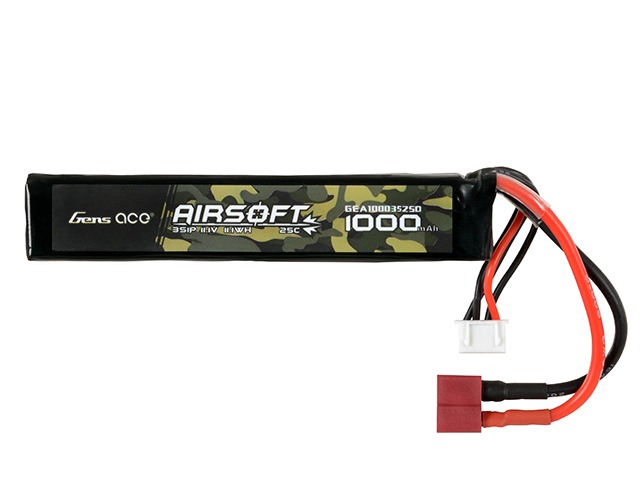 Gens Ace 25C 1000mAh 3S1P 11.1V Airsoft LiPo Battery T-Plug