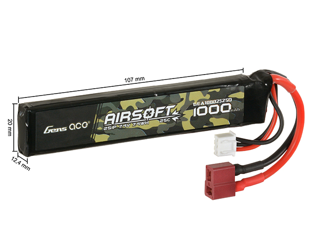 Gens Ace 25C 1000mAh 2S1P 7.4V Sticktype mit T-Stecker